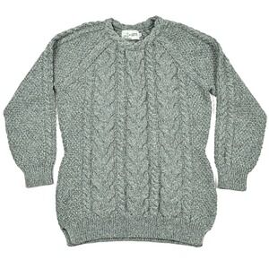 Original Aran Co Sweater Women's Cashmere Wool‎ Cableknit Irish Fisherman XL EUC